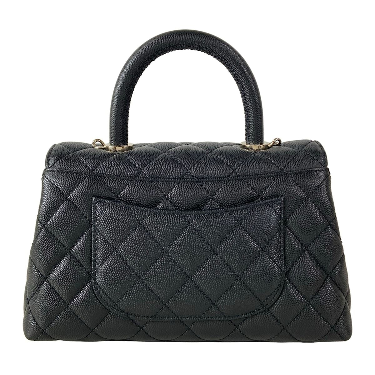 Chanel Handbag Small Top Handle Flap Bag Quilted Coco XS Black — view 3