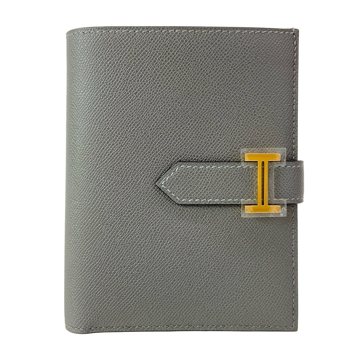 Hermes Bifold Wallet Bearn Compact Gris Meyer Gold