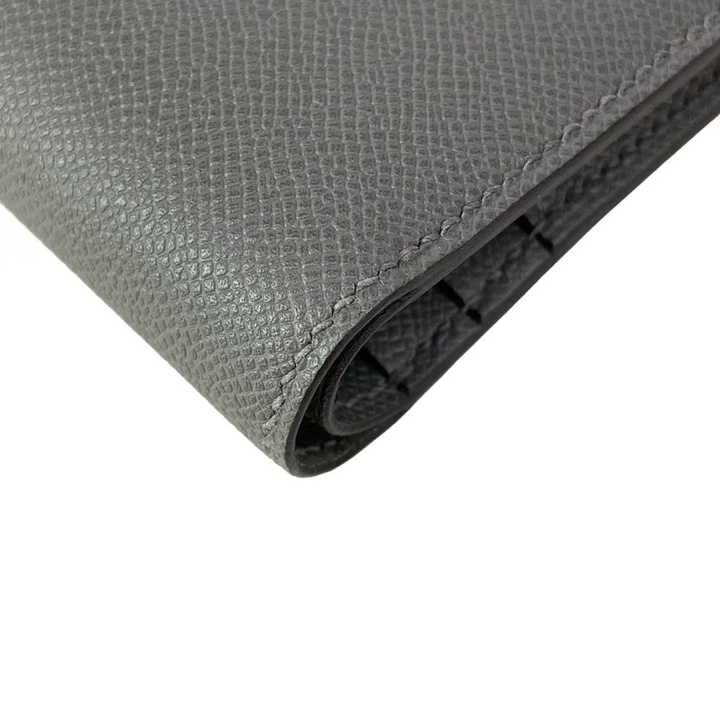 Hermes Bifold Wallet Bearn Compact Gris Meyer Gold — view 6