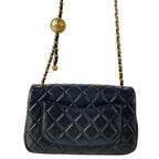 Chanel Shoulder Bag Mini Quilted Black Metal Gold Chain Coco Ball Lambskin — view 3