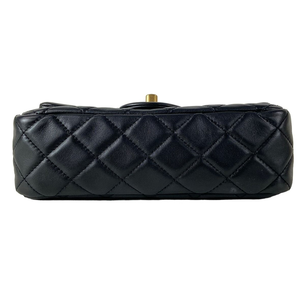 Chanel Shoulder Bag Mini Quilted Black Metal Gold Chain Coco Ball Lambskin — view 5