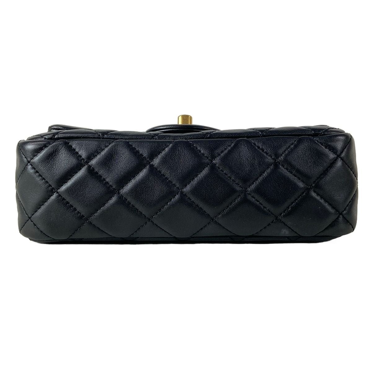 Chanel Shoulder Bag Mini Quilted Black Metal Gold Chain Coco Ball Lambskin — view 5