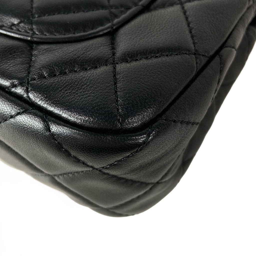 Chanel Shoulder Bag Mini Quilted Black Metal Gold Chain Coco Ball Lambskin — view 8