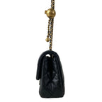 Chanel Shoulder Bag Mini Quilted Black Metal Gold Chain Coco Ball Lambskin — view 4
