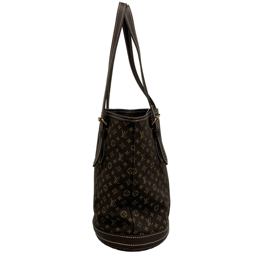 Louis Vuitton Shoulder Bag Monogram Mini Lin Bucket PM Ebene Cotton Linen — view 4