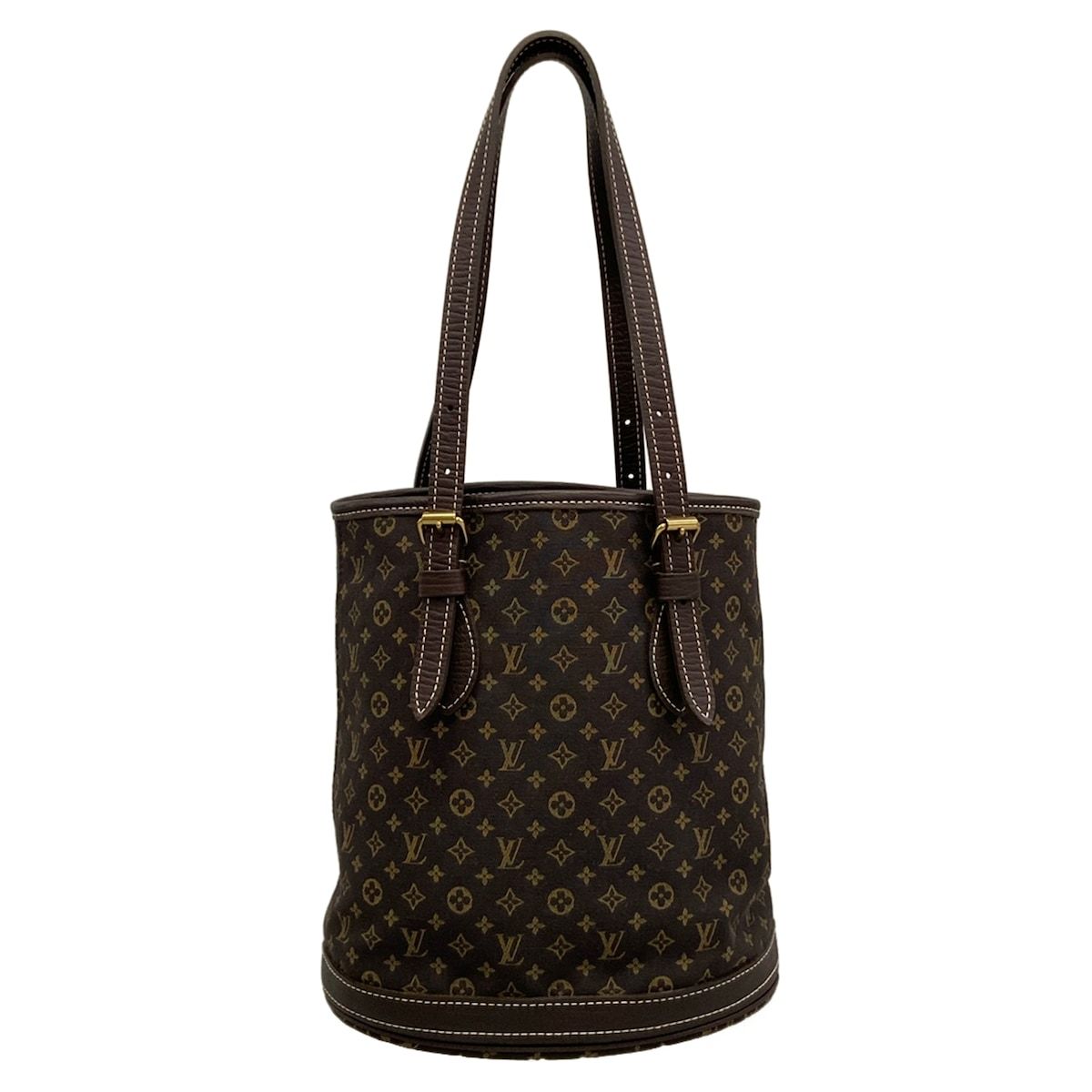Louis Vuitton Shoulder Bag Monogram Mini Lin Bucket PM Ebene Cotton Linen