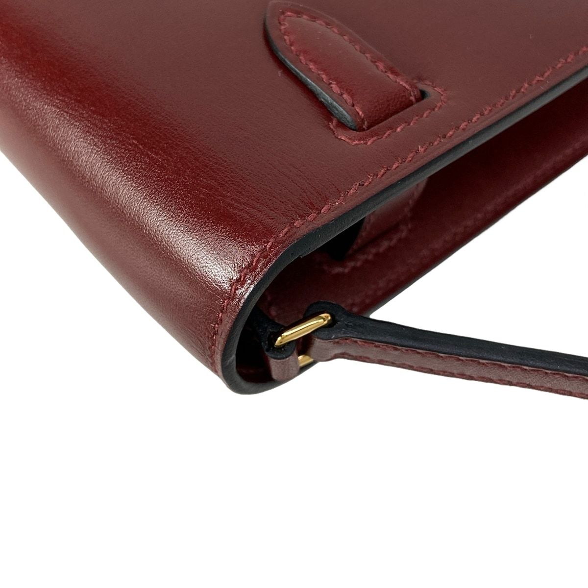 Hermes Wallet Kelly Long to Go Rouge Ash on Chain Gold Shoulder Bag — view 8