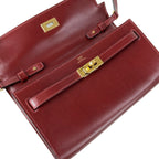 Hermes Wallet Kelly Long to Go Rouge Ash on Chain Gold Shoulder Bag — view 3