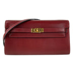 Hermes Wallet Kelly Long to Go Rouge Ash on Chain Gold Shoulder Bag