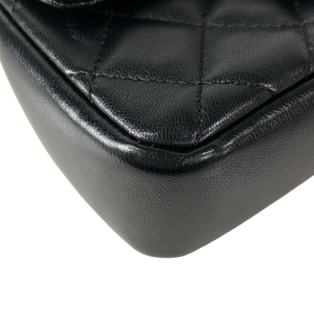 Chanel Shoulder Bag Mini Quilted Black Chain Gold Pearl Metal 2-Way — view 7