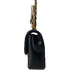 Chanel Shoulder Bag Mini Quilted Black Chain Gold Pearl Metal 2-Way — view 4