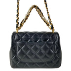 Chanel Shoulder Bag Mini Quilted Black Chain Gold Pearl Metal 2-Way — view 3