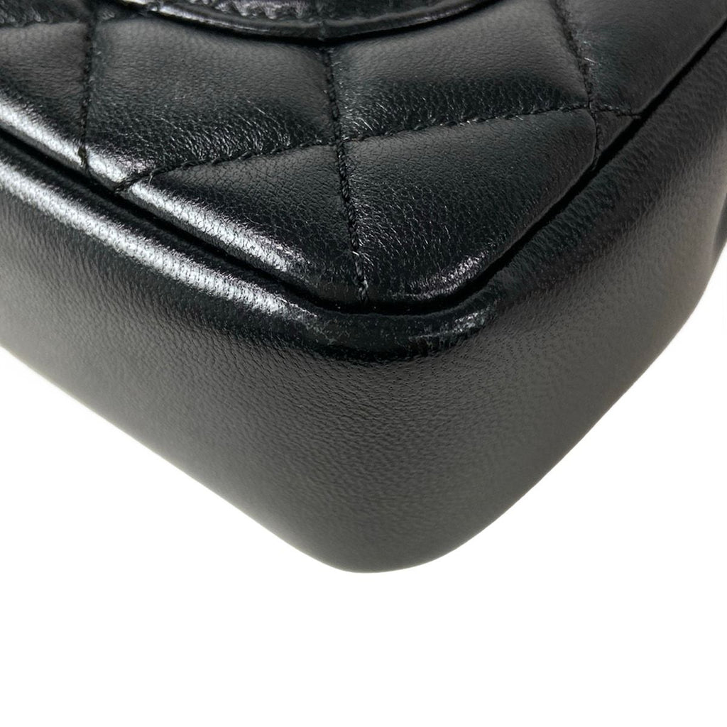 Chanel Shoulder Bag Mini Quilted Black Chain Gold Pearl Metal 2-Way — view 8
