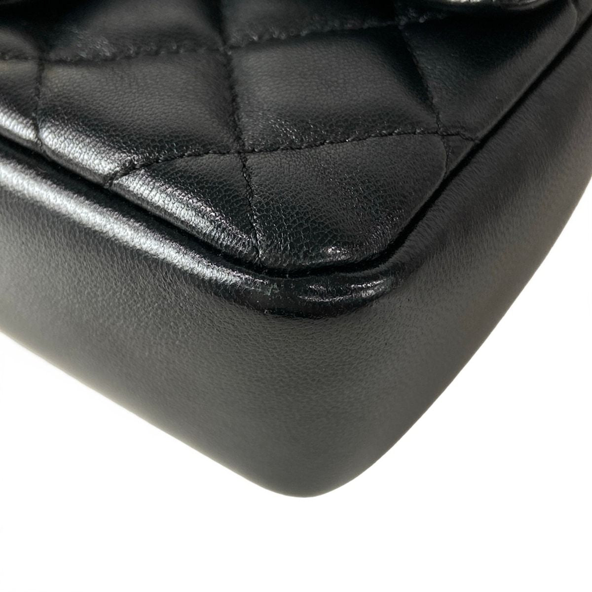 Chanel Shoulder Bag Mini Quilted Black Chain Gold Pearl Metal 2-Way — view 6