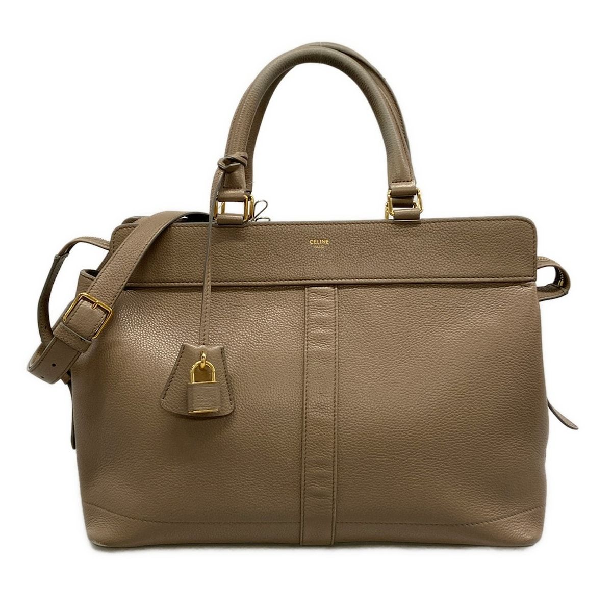 Celine Handbag Medium Cabas de France Bag Gray Beige