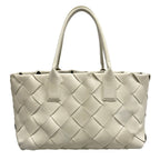 Bottega Veneta Tote Bag Maxicaba Maxi Intrecciato White Leather
