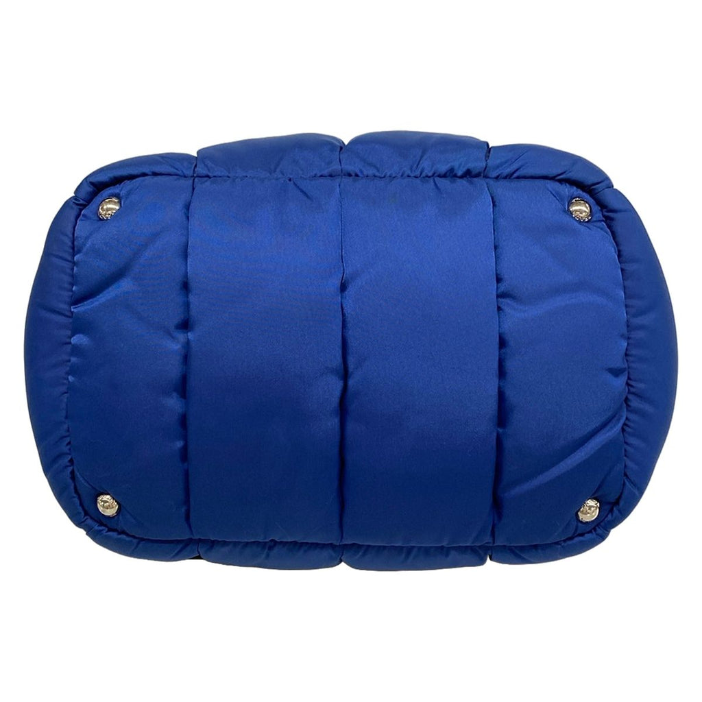 Prada Tote Bag Tessuto Bomber Blue Black Leather — view 5