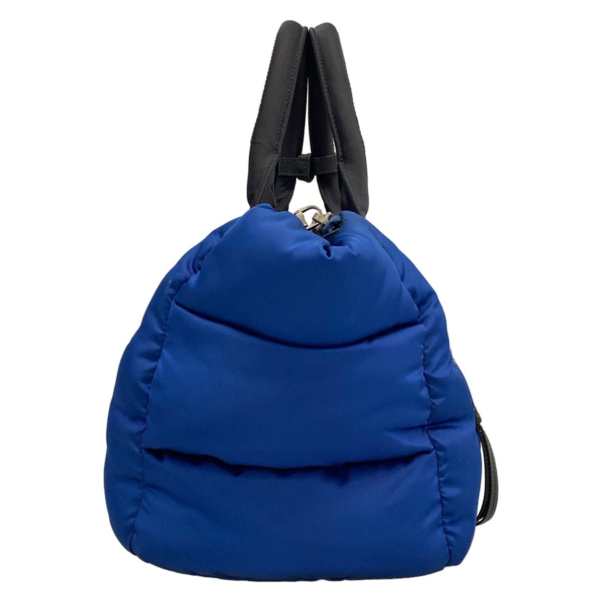 Prada Tote Bag Tessuto Bomber Blue Black Leather — view 2