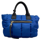 Prada Tote Bag Tessuto Bomber Blue Black Leather — view 3