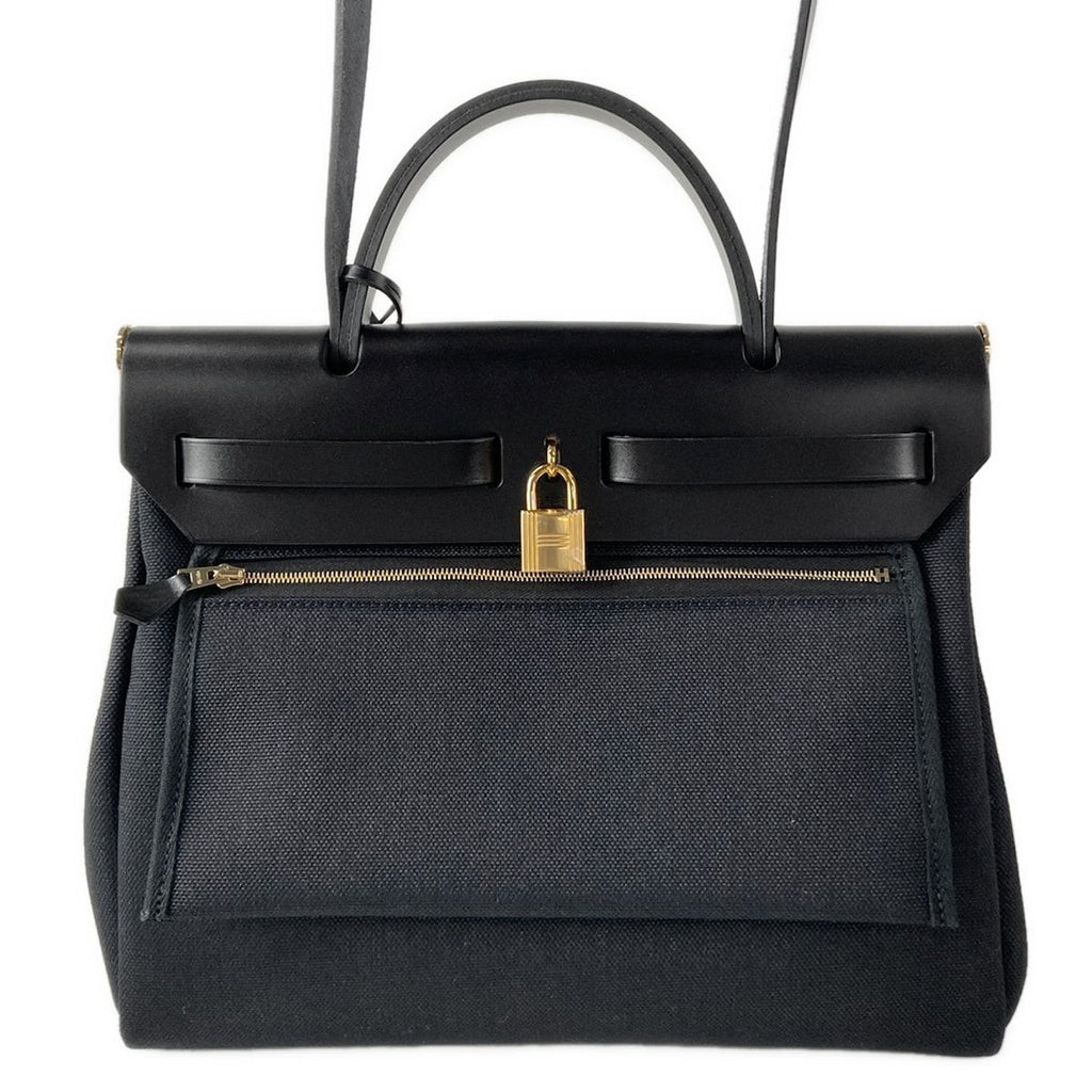 Hermes Handbag Herbag Zip 31 PM Black Gold 2-Way — view 3