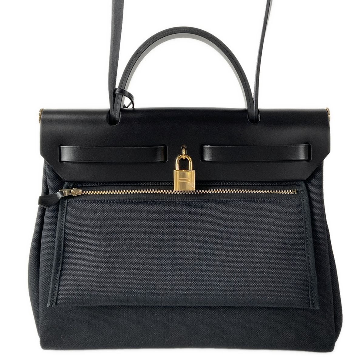 Hermes Handbag Herbag Zip 31 PM Black Gold 2-Way — view 3