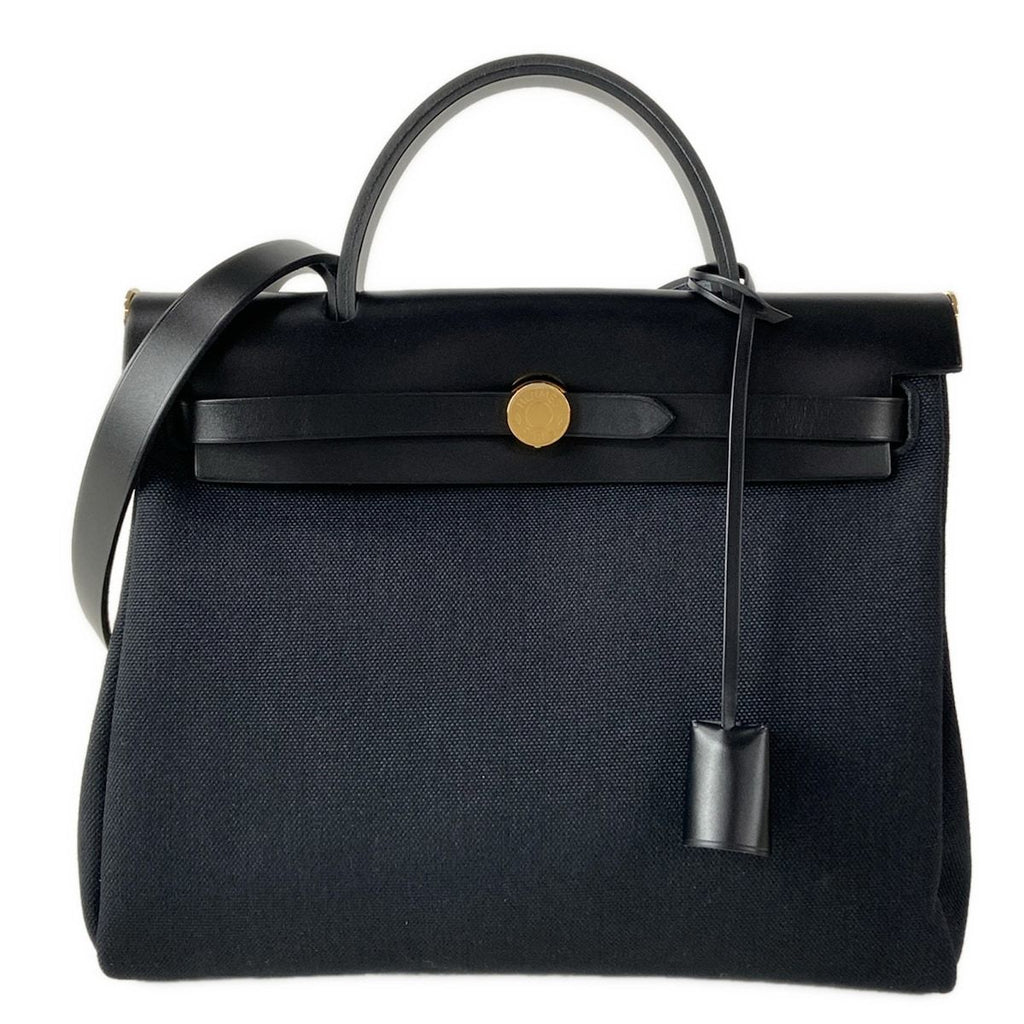 Hermes Handbag Herbag Zip 31 PM Black Gold 2-Way
