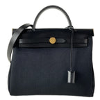 Hermes Handbag Herbag Zip 31 PM Black Gold 2-Way
