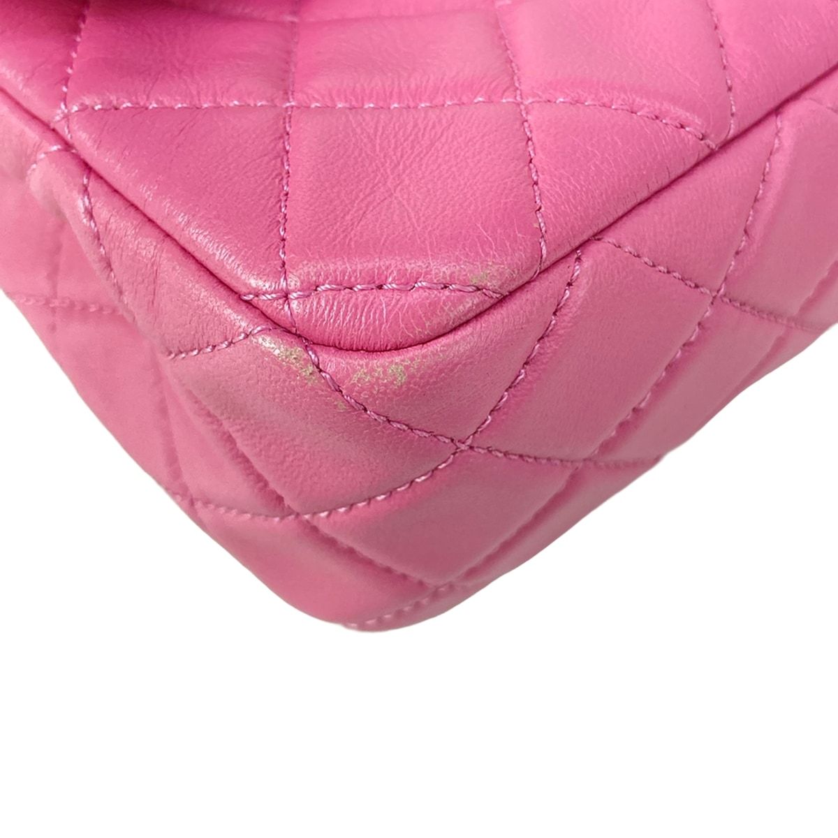 Chanel Shoulder Bag Mini Quilted Pink Gold Coco Ball Chain Lambskin — view 7