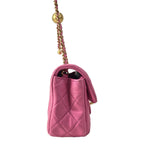 Chanel Shoulder Bag Mini Quilted Pink Gold Coco Ball Chain Lambskin — view 2