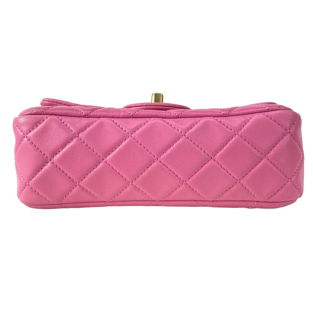 Chanel Shoulder Bag Mini Quilted Pink Gold Coco Ball Chain Lambskin — view 5