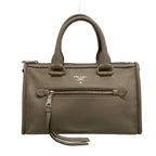 Prada Handbag Gray Beige Leather