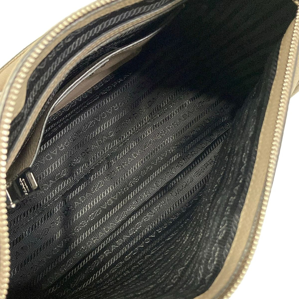 Prada Handbag Gray Beige Leather — view 7