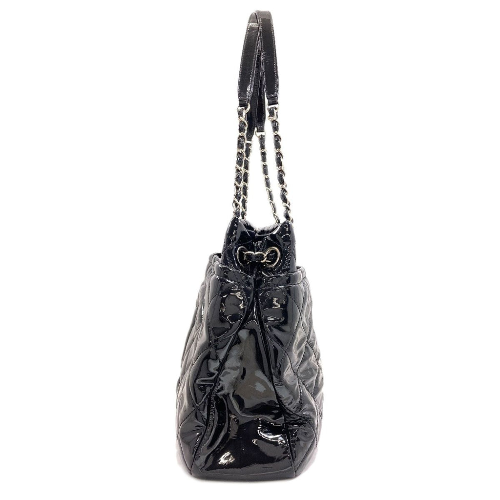 Chanel Quilted CC Logo Chain Tote Bag Patent Leather — view 3