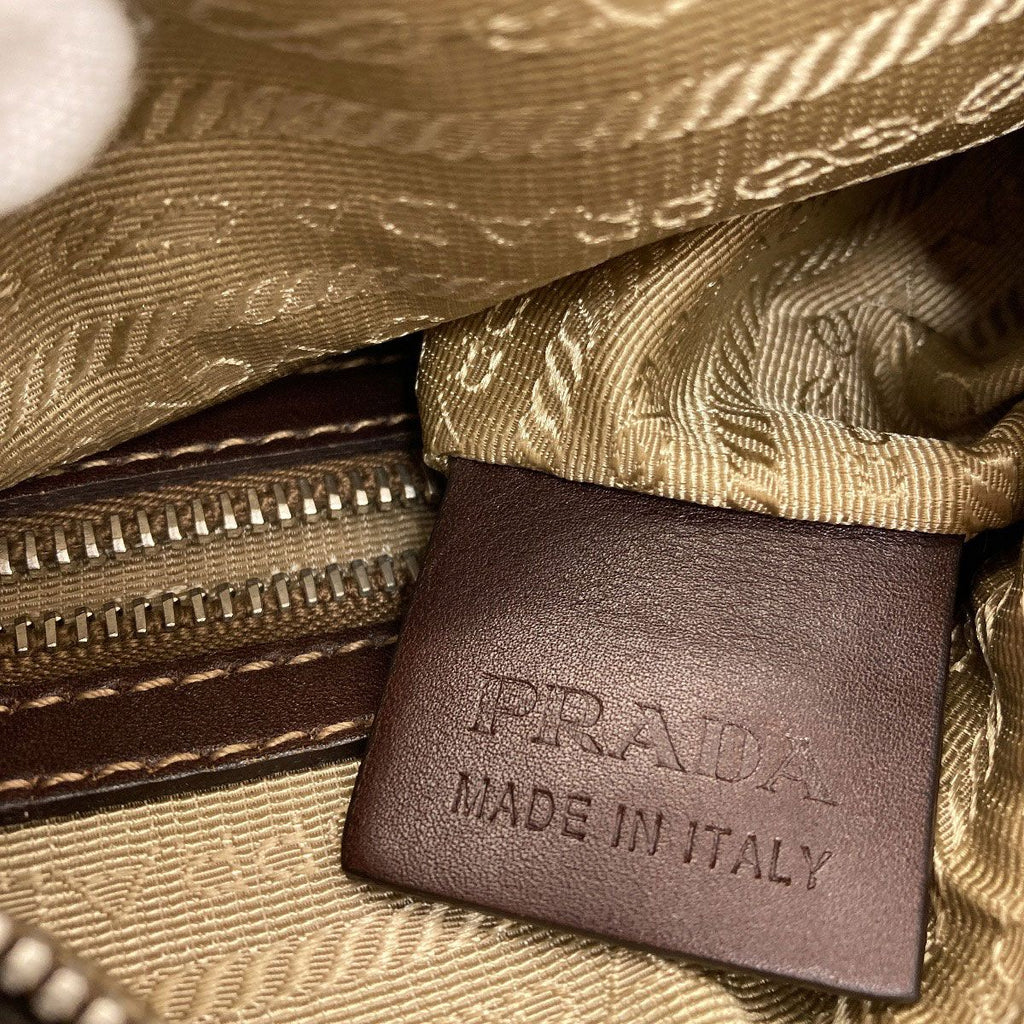 Prada Long Shoulder Logo Jacquard Bag Canvas Leather — view 7