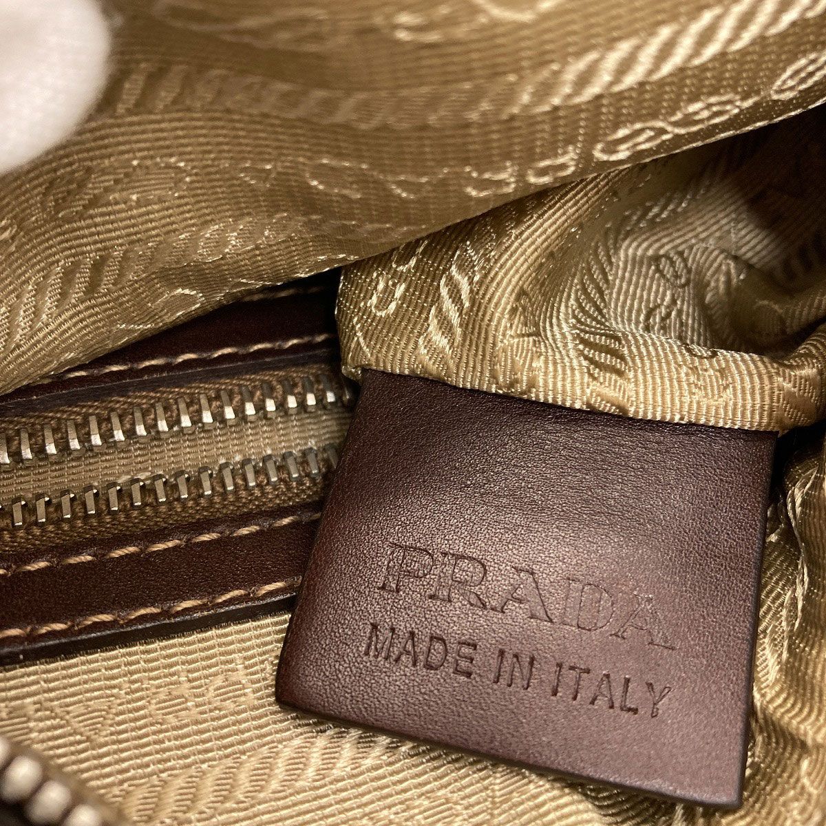 Prada Long Shoulder Logo Jacquard Bag Canvas Leather — view 7