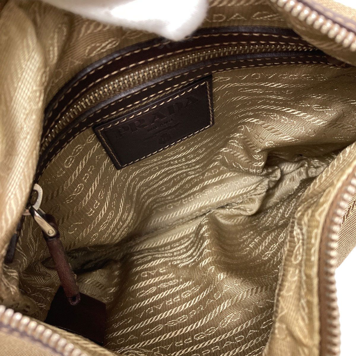 Prada Long Shoulder Logo Jacquard Bag Canvas Leather — view 5