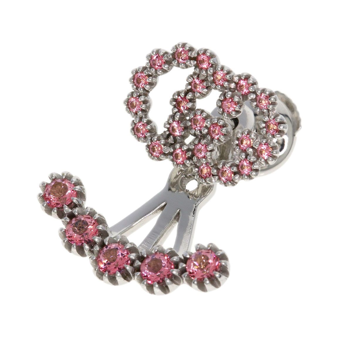 Gucci GG Running Pink Sapphire Single Earring 18k White Gold