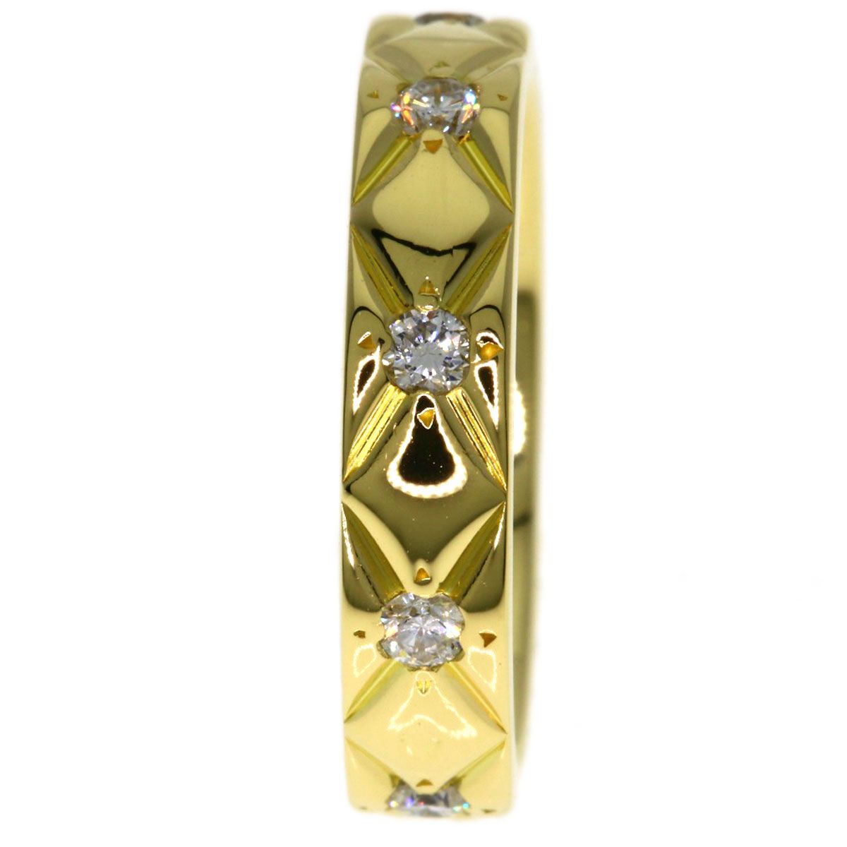 Chanel Quilted Half Eternity Diamond Ring 18k Yellow Gold — view 3