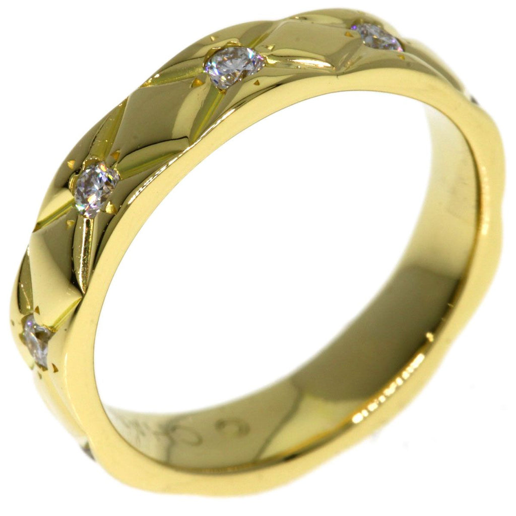 Chanel Quilted Half Eternity Diamond Ring 18k Yellow Gold — view 2