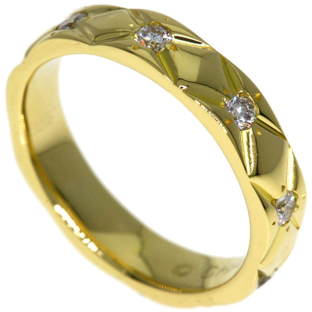 Chanel Quilted Half Eternity Diamond Ring 18k Yellow Gold