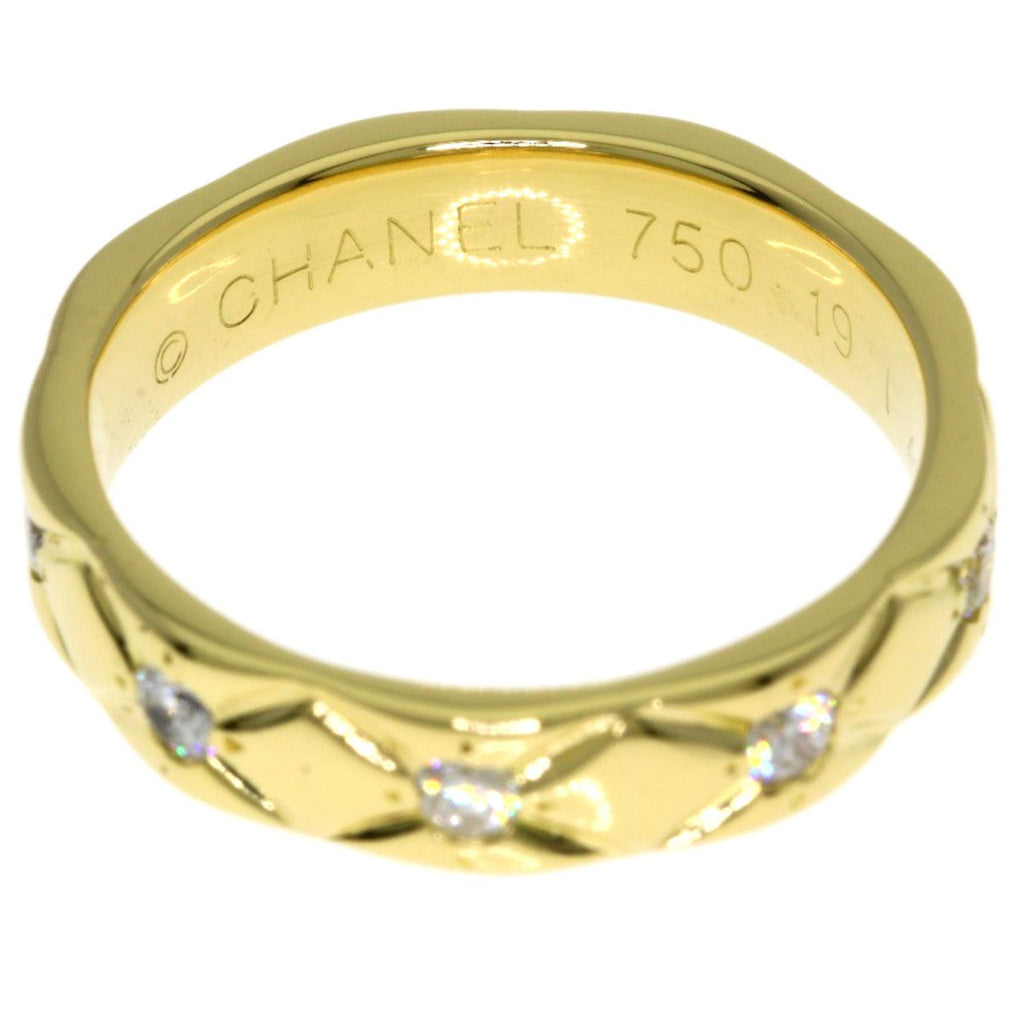 Chanel Quilted Half Eternity Diamond Ring 18k Yellow Gold — view 4