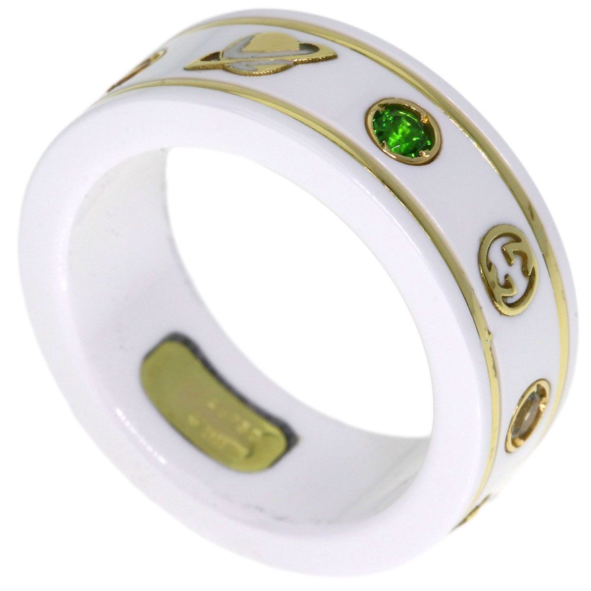 Gucci Icon Multicolor Gemstone Ring 18k Yellow Gold