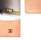 Chanel CC Logo Camellia Lambskin Bifold Wallet Pink Beige — view 7