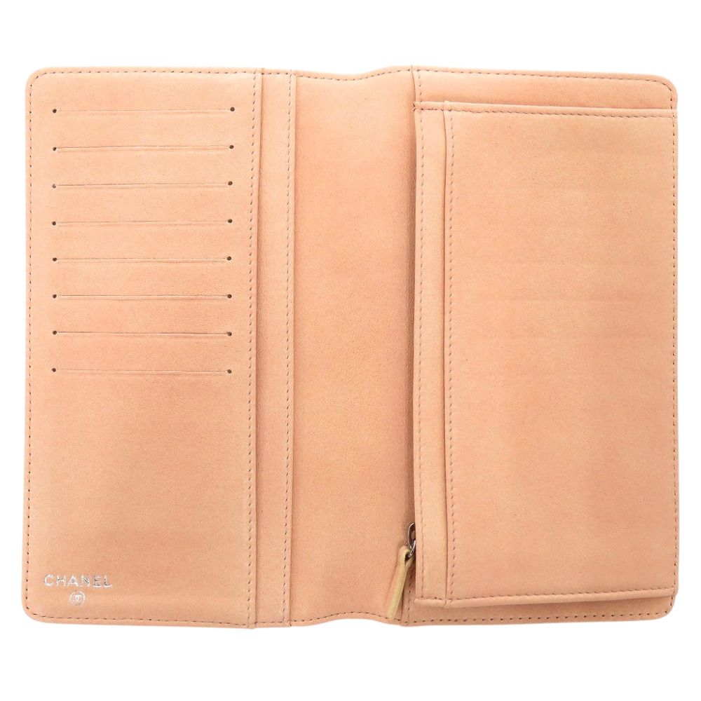 Chanel CC Logo Camellia Lambskin Bifold Wallet Pink Beige — view 3