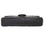 Chanel Quilted East West CC Logo Caviar Leather Gold Black Chain Shoulder Bag — view 3