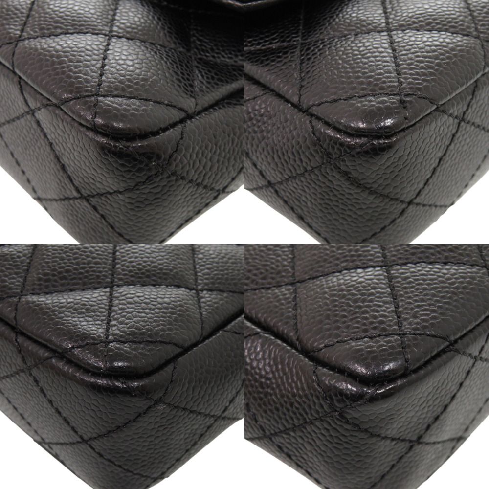 Chanel Quilted East West CC Logo Caviar Leather Gold Black Chain Shoulder Bag — view 4