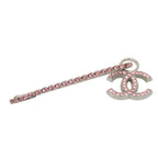 Chanel CC Logo Safety Pin Brooch Metal Rhinestone Silver Pink — view 4
