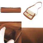 Celine Classic Triomphe Calfskin Textile Natural Tan Shoulder Bag — view 6