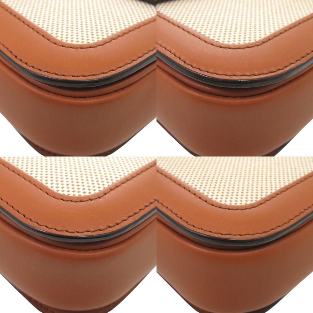 Celine Classic Triomphe Calfskin Textile Natural Tan Shoulder Bag — view 4