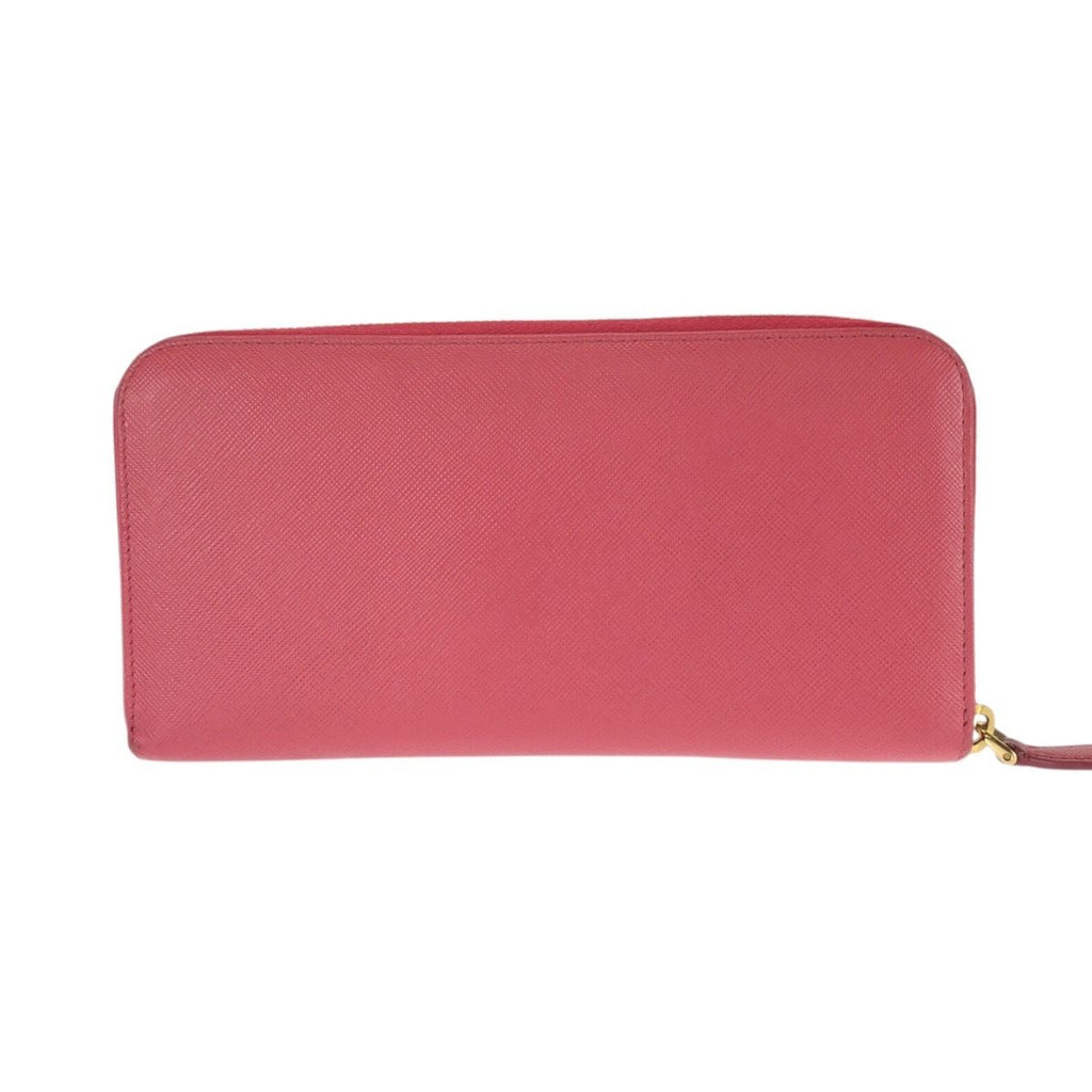 Prada Saffiano Fiocco Pink Gold Leather Wallet Zip Around — view 2